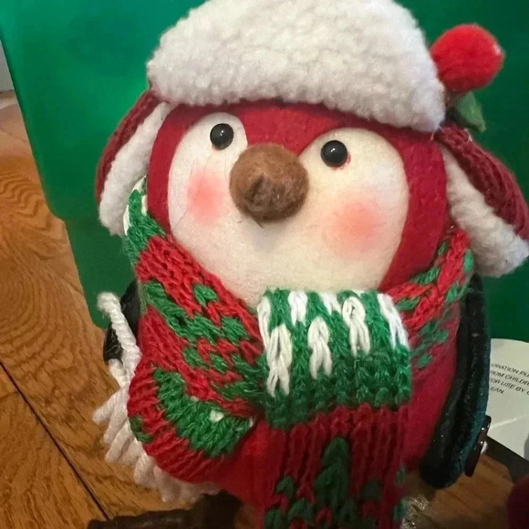 Set of 2 Kmart trim a home Christmas fabric birds holiday decor red hat scarves - Picture 11 of 11